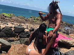 Hey, cuckold called while I fucked his wife on the beach, and he watched the video! 😏