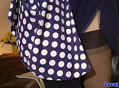 Mature Euro in Pantyhose Turns Lesbian with Teen for Glamorous Cunilingus in Heels and Stockings