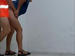 I swear, the cleaning guy got seduced by the hospital nurse, then put on a condom to bang her like a slut, standing sex in office hallways!