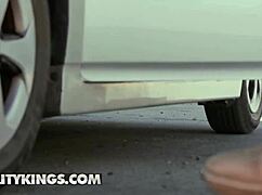 august skye pulls into a garage and spots the hot mechanic waiting there