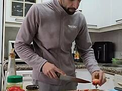 Cooking Omelette Undressing Jerking Off Cumming On Food!