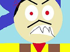 Threeway group linkup in comic style.