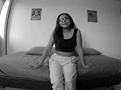 after chatting for over 24 months, this cute latina babe finally tries her porno casting