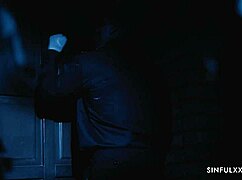 Officer Questions Halloween Babe During Intense Blowjob in Office