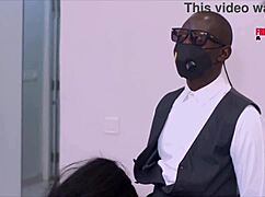 security man protects the big ass woman in a homemade video