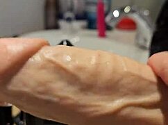 large sextoy stretches redhead's ass wide open