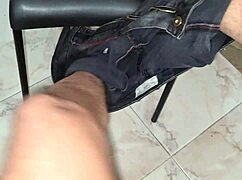 Ansima Struscia on Stool Stripping to Cum Hard - Big Italian Cock