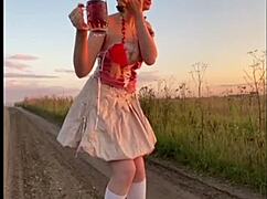 Elza Kom performs a sexy dance in lingerie with big tits