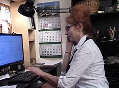 Julia the secretary masturbates at work!