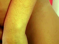 stepsister in pink shorts rides cowgirl style with wet pussy