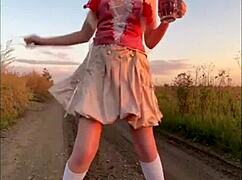 Elza Kom performs a sexy dance in lingerie with big tits