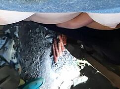 Country girl with big tits masturbates hairy pussy to intense orgasm on ranch