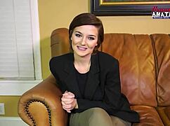 short haired kylie sucks cock and swallows cum