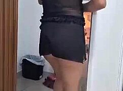 This beautiful girl in lingerie says, That big black guy is pounding me so hard.