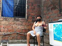 I was recording my neighbor fingering herself when she caught me