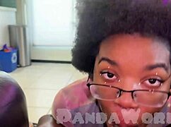 Wet sloppy blowjob with blonde and ebony sluts