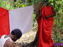 Ever seen African Christmas rituals? Foursome on BBW in the bush!