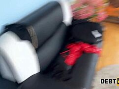 Debt4k Deal Turns Into Silly POV Sex With Shaved Beauty