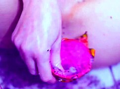 Bare toes crush juicy fruit in a wet, dirty solo fetish. 😋