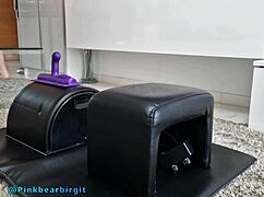 Cute amateur milf giggles, loving her sybian sex machine ride