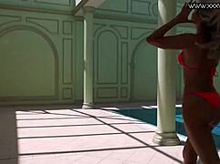 Very hot russian pornstar mary kalisy poses in bikini lingerie by pool underwater nude outdoor shower