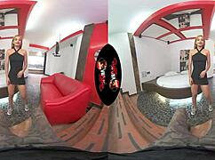 Hey, this pierced nipple babe is addicted to sex in VR reality.