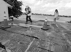 Slut Wife Bangs Roofer to Fix Leaking Roof