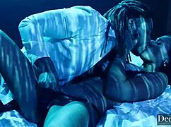 Gorgeous Sarah submits to deep interracial blowjob