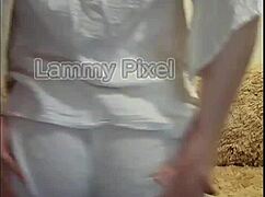 Horny brunette stripteases