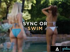 All Natural Milf Slimthick Vic Eats and Scissors Stepbae Nicole Doshi in Pool