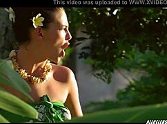 Manuia Taie teases with a banana in Pacific Banana 1981