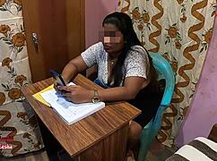 indian student bangs a milf teacher right on the table. horny teacher gets facefucked by her eager student.