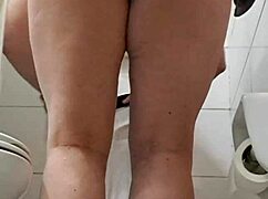 Beautiful bbw wife in lingerie washes herself, pees, and shows her big ass for the first time
