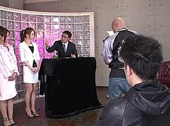 Jap babes Yu Sakura and Yuri Aine enjoying toy fucking and cock sucking