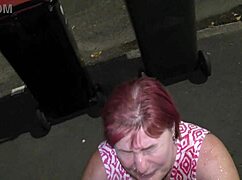 kiwi trashy milf feels submissive disgrace as she's pissed on in busy street, her tattooed pussy exposed