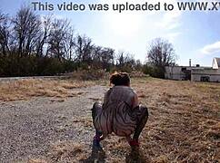 Thong bodysuit walking the docks