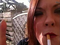 sexy bbw tina snua smokes cork cigarette