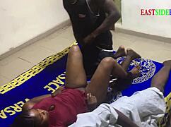 Threesome with Husband and Brother Drilling on Family Bed