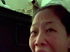 korean milf slurps on husband's big white cock in pov