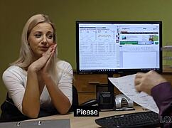 pink panties lead to sucking and fucking in office