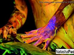 busty natasha nice enjoys sexy black light video 😘
