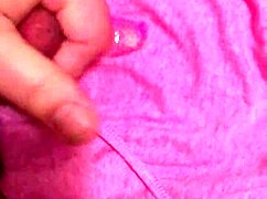 Detailed scene of cum filling dirty panties after intense cumshot