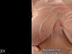 French MILF Caresses Big Tits in Secret Shower