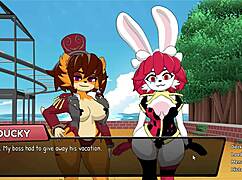 Imagine playing comical games on honeymoon, tits bouncing in the heat