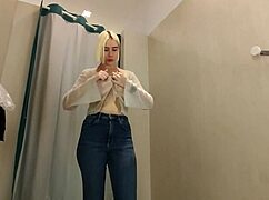 WOW! See Through Top NO BRA in Dressing Room!