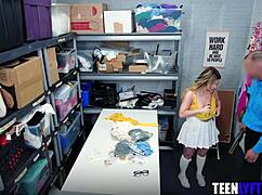 tiny teen shoplifter strip searched and fucked