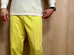 asian teen in tennis shorts teases pierced nipples and anal with buttplug