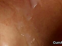 nasty babe gets a huge sperm load on her face sucking everything... 😈