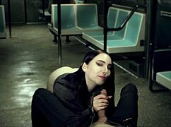 beautiful stranger sucked me in the train, feeling so taboo and exciting with sloppy teen action