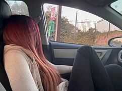Italian long-haired MILF enjoys a sexy smoking fetish session in the car.